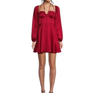 Allison & Kelly Halter Neck Bustier Corset Long Sleeve Tie Back Dress size XS